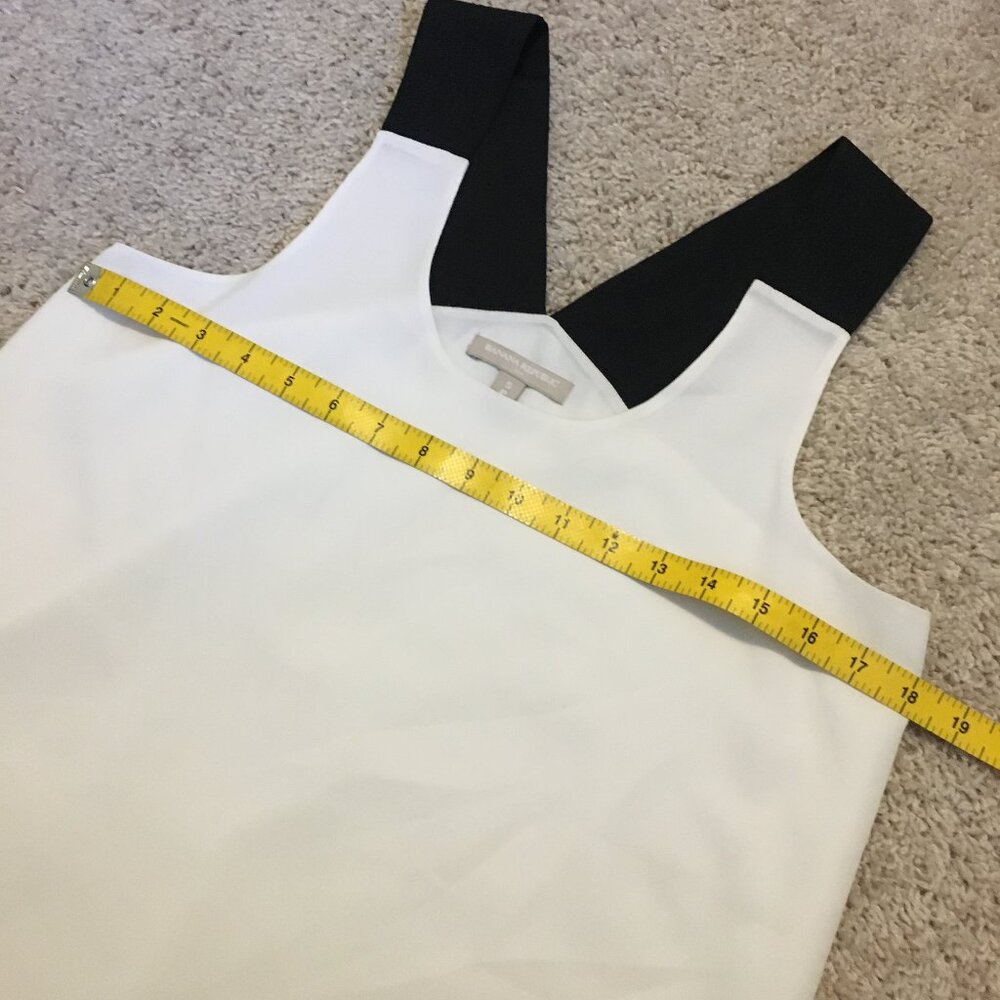 Banana Republic Bi-Layer Chiffon White Tank Top Black Band Shoulder Straps Small - Picture 10 of 13